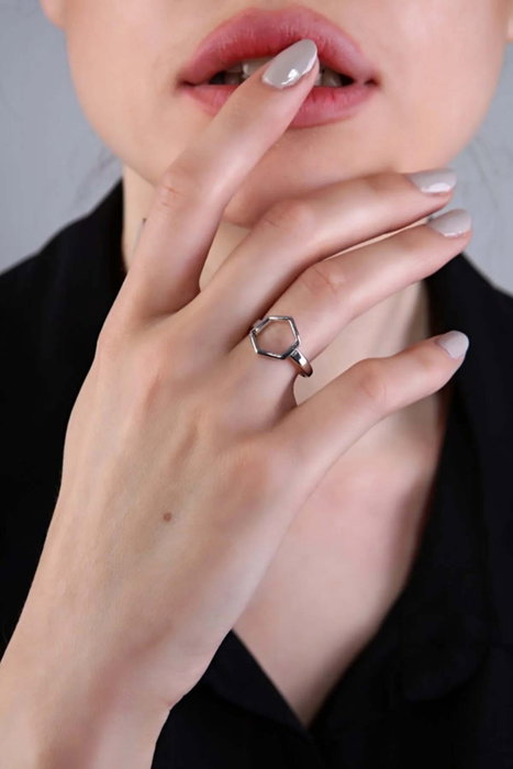 Heliophilia Silver Anillo de Zirconio Plateado con Longitud Ajustable